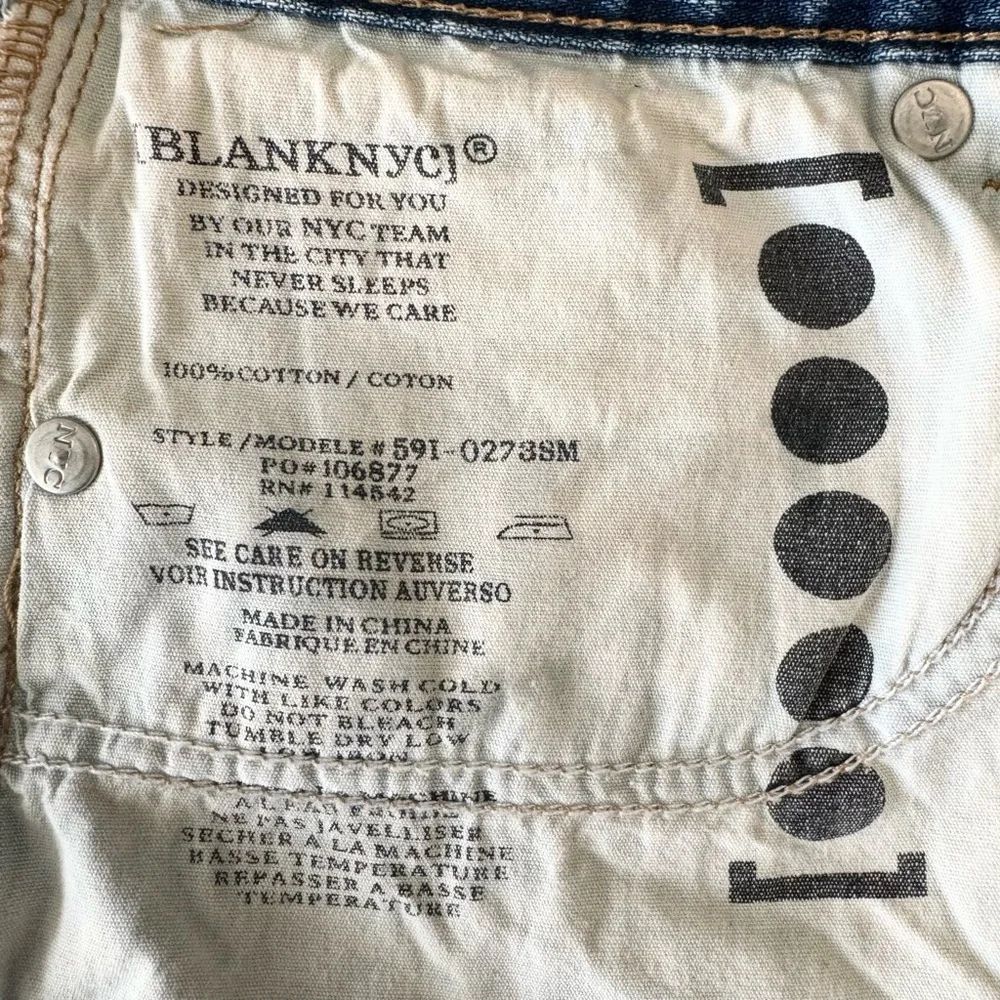 Blank NYC Mini Jean Skirt Blue Denim Raw Frayed Hem Distressed Size 27